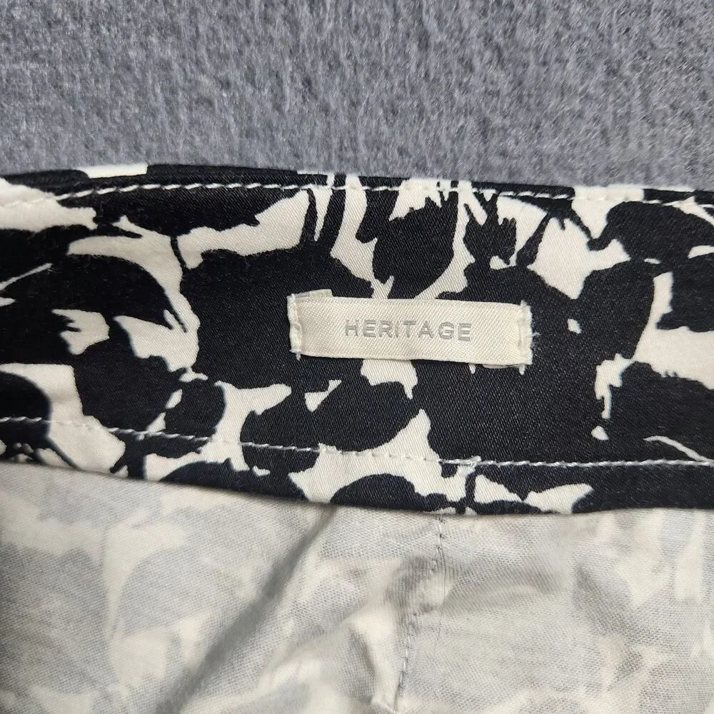 Talbots Heritage Pants Women 12P Black Rose Floral Mid Rise Straight Leg